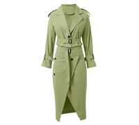 Genérico Conjunto Traje Falda Larga Informal Mujer Elegante Versátil Diario Cinturón Abotonado Atuendo Laboral (Green, XXL)