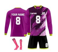 Genérico Conjuntos de fútbol Personalizados de la Camiseta de goali con Nombre y número del Equipo, Camisetas Personalizadas de réplicas de fútbol para niños y niñas