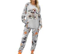 Genérico Conjuntos de Pijama para Mujer, Ropa de Dormir y cómoda, Conjunto de 2 Piezas para Mujer, Ropa de Dormir acogedora para el, Conjunto de Ropa Informal para Estar en casa. (Grey, XXXL)