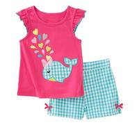 Genérico Conjuntos de ropa para niña camiseta y pantalones cortos diseño rayas onduladas Verano Conjunto Chaleco Niñas 1 Top Pantalón traje niños a 6 años