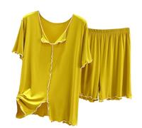 Genérico Conjuntos Mujer Verano Women Secret Conjuntos De Pijama para Mujer 2 Piezas Top Y Pantalones para Dormir Conjunto con Bolsillos Verano Camisón Women Secret Yellow XXXL