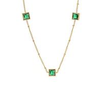 Genérico Conjuntos retro chic finos de cadenas y pendientes Collares cuadrados verdes de clavícula y pulseras para mujer, encanto dorado y estiloso