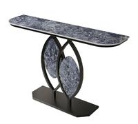 Genérico Consola Minimalista Moderna con Placa de Roca con diseño de mármol y Marco de Metal en Forma de Hoja, Ideal para Entrada y Pasillo.(Black D,80cm/31.5in)