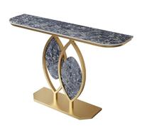 Genérico Consola Minimalista Moderna con Placa de Roca con diseño de mármol y Marco de Metal en Forma de Hoja, Ideal para Entrada y Pasillo.(Gold D,150cm/59in)