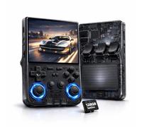 Genérico Consola Retro Portátil Versión Ultra con Pantalla Grande 1:1 de 4″ 128GB y Wi-Fi Jugar Online - 21.000 Juegos y 25 Emuladores - Mandos retroiluminados - Negra