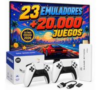 Genérico Consola Retro Pro PLUS Vers. 2026 con 2 Mandos Sin Cables | 23 Plataformas y Miles de Títulos | 2 Gamepads Blancos Wireless | Videoconsola Arcade Juegos Clásicos Pincho Stick HDMI TV Tele