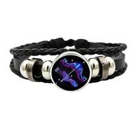 Genérico Constelaciones Pulseras De Cuero Tejido A Mano Cuerda Pulsera Para Mujeres Hombres Retro Ajustable Cuerda Signo Del Zodiaco | Cuero Unisex Adultos, Se référer au descriptif, Consulte