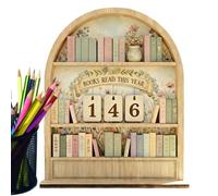 Generico Contador de libros camas - Ornamento para estantería de madera | Letrero para libros de cama este año, para dormitorio, estudio, oficina, biblioteca, rincón de lectura