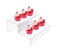 Genérico Contrapeador Acrílico | Expositor multiusos para coleccionables | 2/3 Pasos Acrílico Estante Cupcakes Titular Postre Pantalla para Cosméticos Anillos Pasteles