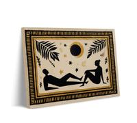 Genérico Conversación A La Luz De Luna Silueta Lienzo Boho Minimalista Negro Y Dorado Arte De Pared Para Dormitorio Salón Impresión Poster Borde Botánico (1,40x60cm Lienzo)