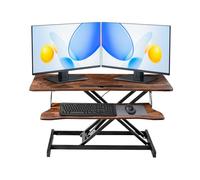 Genérico Convertidor De Escritorio con Resorte Pneumático | Elevador Ajustable 94x40cm, Altura Regulable 15-48cm, Capaz De Sostener Dos Monitores, Estructura Robusta En HDF, Fácil Instalación