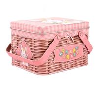 Genérico Cookie Tins with Lids, Metal Basket with Handle, Rabbit Pattern Easter Cookie Boxes with Lid for Treats Food Jewelry Spring Holiday Wedding Birthday Party Celebration Storage