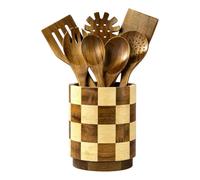 Genérico Cooking Utensil Holder Wood Rotating Kitchen Tableware Organizer