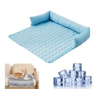Genérico Cooling Dog Beds,Calming Couch Bed,Self Cool Dog Sofa Mat with Ice Silk Fabric,Heatrelief Cool Dogs Mat,Foldable Large CoolBed,Non-Slip,Durable Anti-Scratch Pad,for Sofa Floor Car (Blue-L)