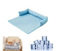 Genérico Cooling Dog Beds,Calming Couch Bed,Self Cool Dog Sofa Mat with Ice Silk Fabric,Heatrelief Cool Dogs Mat,Foldable Large CoolBed,Non-Slip,Durable Anti-Scratch Pad,for Sofa Floor Car (Blue-S)