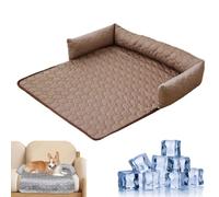 Genérico Cooling Dog Beds,Calming Couch Bed,Self Cool Dog Sofa Mat with Ice Silk Fabric,Heatrelief Cool Dogs Mat,Foldable Large CoolBed,Non-Slip,Durable Anti-Scratch Pad,for Sofa Floor Car (Coffee-L)