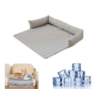 Genérico Cooling Dog Beds,Calming Couch Bed,Self Cool Dog Sofa Mat with Ice Silk Fabric,Heatrelief Cool Dogs Mat,Foldable Large CoolBed,Non-Slip,Durable Anti-Scratch Pad,for Sofa Floor Car (Gray-S)