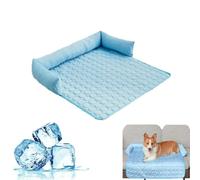 Genérico Cooling Dog Mat for Couch,Self Cooling Ice Silk Cool Fiber Pet Couch Cover,Non-Slip Washable Cat Bed for Small/Medium/Large Pet,For Crate,Sofa, Floor,Car Seat,Indoor，Blue-S