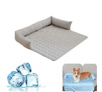 Genérico Cooling Dog Mat for Couch,Self Cooling Ice Silk Cool Fiber Pet Couch Cover,Non-Slip Washable Cat Bed for Small/Medium/Large Pet,For Crate,Sofa, Floor,Car Seat,Indoor，Gray-S