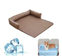 Genérico Cooling Dog Mat for Couch,Self Cooling Ice Silk Cool Fiber Pet Couch Cover,Non-Slip Washable Cat Bed for Small/Medium/Large Pet,For Crate,Sofa, Floor,Car Seat,Indoor，Brown-S