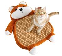 Genérico Cooling Mat For Pets - Bear Shape 2-in-1 Summer Toy | Scratch Resistant Lint Free Rattan Pad | For Cats Dogs Hot Weather, Pressure Activated Sleeping Chill Mat