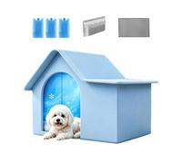Genérico Cooling Outdoor Cat House - Semi-Enclosed Summer Ice Pet Cave with 3 Ice Boxes, Air Conditioning Dog & Cat Hideouts | Safe Mesh Bag Cooling Nest for Backyard, Patio, Lawn & Porch