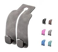 Genérico Coozyland Car Hooks, Twinhook Leather Car Headrest,HangersUniversal Twin Hook Premium Car Seat Back Storage Hooks,Multi-Functional Car Headrest Hook for Purses, Handbags (Gray)