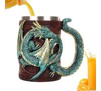 Generico Copa de cerveza dragón - Jarra de cerveza medieval 3D con diseño de dragón, jarra de acero inoxidable de 568 ml para fiestas y coleccionistas, taza de bebida para amantes de los