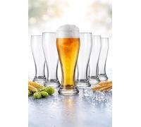 Genérico Copa de Cerveza Weizen de Cristal, 520ml, Pack de 6 Unidades