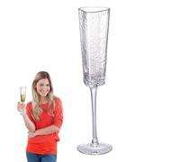 Generico Copa de champán con borde dorado | Diseño triangular moderno de 22 cm con base gruesa y estable | Vino tinto único y de lujo para cenas caseras elegantes, fiestas y celebraciones