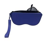 Genérico Copa de gafas Soft - Protector de silicona con cremallera multifuncional con correa para el transporte diario, viajes, playa, vacaciones, estafa, Azul oscuro., Se référer au descriptif