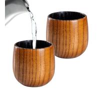 Genérico Copa De Madera - Set de 2 Piezas Decoración Mesa Estilo Antiguo,Vaso De Madera Carbonizada Bourbon,Para Café Vino Bourbon Cerveza Hombres Papá Cumpleaños Hogar Oficina Restaurante Bar