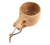 Genérico Copa De Madera - Taza Café Portátil, Nórdica | Bebida Tallada 200 Ml, Campamento Viajes Hecha A Mano Con Cuerda, Soporte Para Caminar Aventuras Al Aire Libre