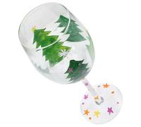 Genérico Copa de Vino Navideña de Vidrio 450ml Diseño de Muñeco de Nieve y Árbol de Navidad, Copa de Cristal para Fiestas y Decoración Navideña en Hogar y Eventos