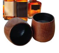 Genérico Copa De Whisky De Madera | Copa Bourbon Ahumada | Juego De 2 Piezas Vintage Rústico Para Hogar Cocina Comedor Cumpleaños Navidad Uso Diario Viaje Boda