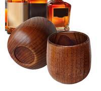 Genérico Copa De Whisky De Madera,Copa Para Bourbon De Roble | Juego De 2 Piezas Vintage Rústico Para Hogar Cocina Comedor Cumpleaños Navidad Uso Diario Viaje Boda