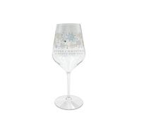 Generico Copas sopladas de Tritan irrompibles para vino y cócteles de 470 cc Drink Safe Gráfica Merry Christmas azul y dorado - Paquete de 6 unidades (transparente)