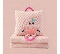 Genérico Coperta da Viaggio 2 in 1, Cuscino Coperta per Auto e Aereo, Kit Viaggio Adulti e Bambini, Trapunta Convertibile per Divano e Letto Singolo (Pink, 19.7in*19.7in)