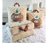 Genérico Coperta da Viaggio 2 in 1, Cuscino Coperta per Auto e Aereo, Kit Viaggio Adulti e Bambini, Trapunta Convertibile per Divano e Letto Singolo (Brown, 17.7in*17.7in)