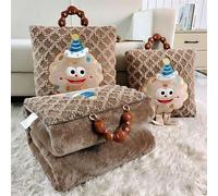 Genérico Coperta da Viaggio 2 in 1, Cuscino Coperta per Auto e Aereo, Kit Viaggio Adulti e Bambini, Trapunta Convertibile per Divano e Letto Singolo (Dark Brown, 15.7in*15.7in)