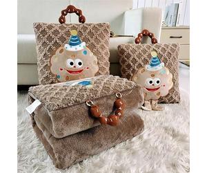 Genérico Coperta da Viaggio 2 in 1, Cuscino Coperta per Auto e Aereo, Kit Viaggio Adulti e Bambini, Trapunta Convertibile per Divano e Letto Singolo (Dark Brown, 19.7in*19.7in)