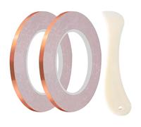 Genérico Copper Foil Tape - 98 Ft Roll Bundle | Copper Foil Film - Highly Flexible Conductive Metal Adhesive Strip with Bonus Bone Folder Tool, ideal for masking stained glass art edges at home.