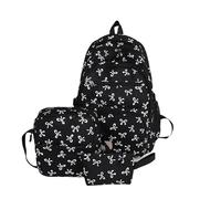 Genérico Coquette Bow Backpack, Aesthetic Nylon Rucksack, Cute Kawaii Backpack 3Pcs Set for Girls (black)