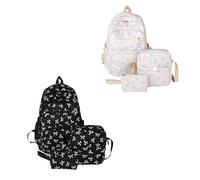Genérico Coquette Bow Backpack, Aesthetic Nylon Rucksack, Cute Kawaii Backpack 3Pcs Set for Girls (blue+black)