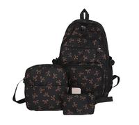 Genérico Coquette Bow Backpack, Aesthetic Nylon Rucksack, Cute Kawaii Backpack 3Pcs Set for Girls (brown)
