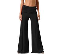 Genérico Coral Fold Over Yoga Pants, Wide Leg High Fold Over Waist Palazzo Pant, Fold Over Sweatpants Plisse Yoga Stretch