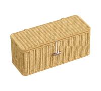 Genérico Cord Management Box, Home Woven Imitation Rattan Cable Box, Lidded Household Storage Basket, Decorative with Lock, Cable Organizer for Computer, Router, USB Hub, Neat and Tidy Solution