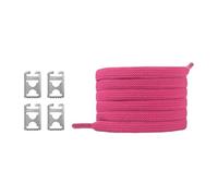Genérico Cordones elásticos sin atar for zapatillas y calzado casual - Anclajes ajustables de acero inoxidable - Cordones planos de 100 cm(Rose red)