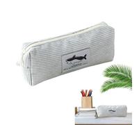 Genérico Corduroy Pencil Pouch, Pencil Case Organizer, Shark Pattern Stationery Bag, Soft Cosmetic, School Supplies Storage, Cute Makeup and Travel Pouch for Students and Professionals