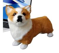 Genérico Corgi Plush Toy - Realistic Corgi Dog Statue | Soft Stuffed Animal | Indoor Desktop Decoration For Living Room Bedroom Kitchen Office Entryway Window Birthday Gift